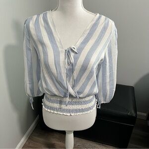 Blousology NWT XS Pale Blue and White Striped Top